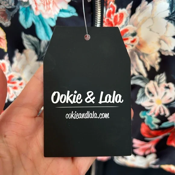 Ookie and Lola Floral Black Bomber Jacket - Picture 3 of 5